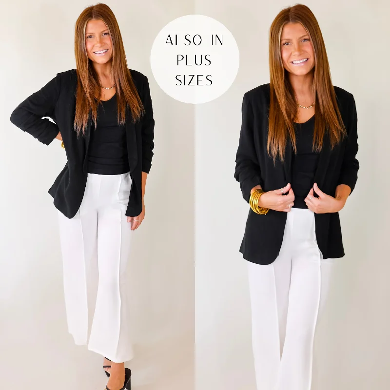 Unbeatable Prices Promise Me Open Front Linen Blazer in Black