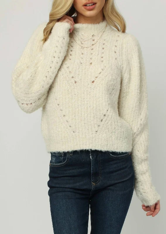 Dive Into Trendy Women's Fashion Madison Crewneck Sweater In Cream