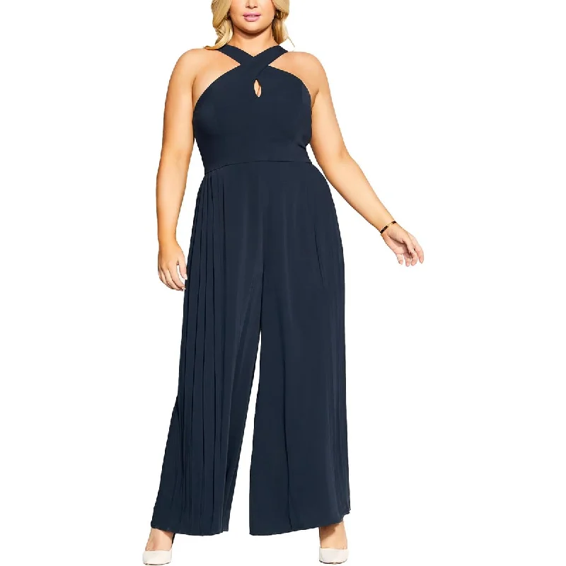 Don't Miss Out City Chic Womens Plus Harper Keyhole Halter Jumpsuit