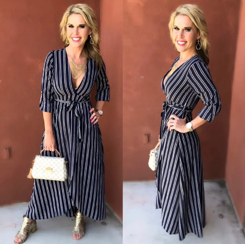 Stupidly Low Prices All the Stripes Navy Dress