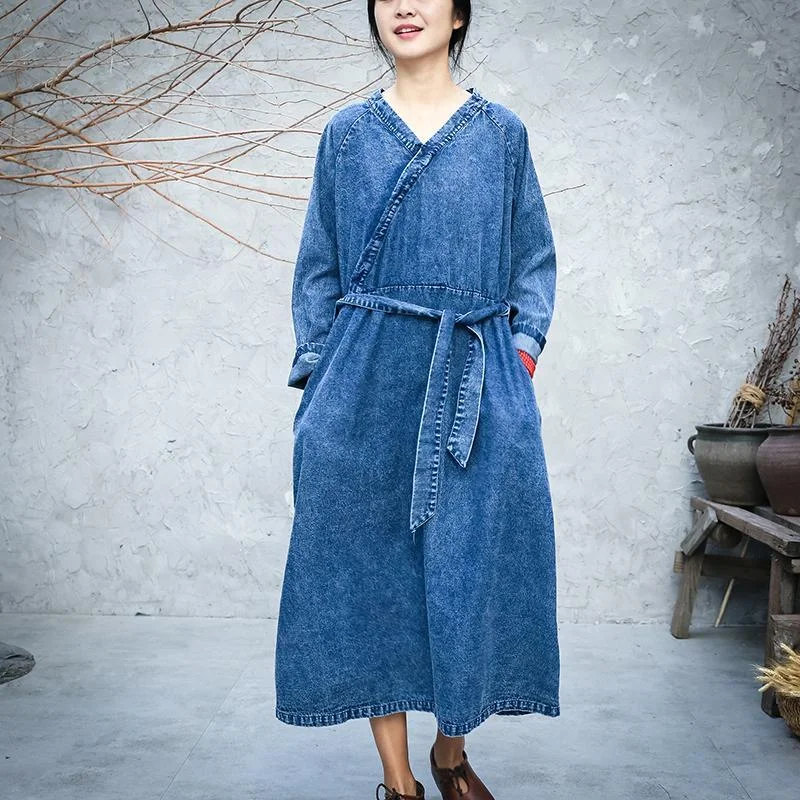 Fashion Forward Outfits Loose A-line Vintage Denim Dress  | Zen