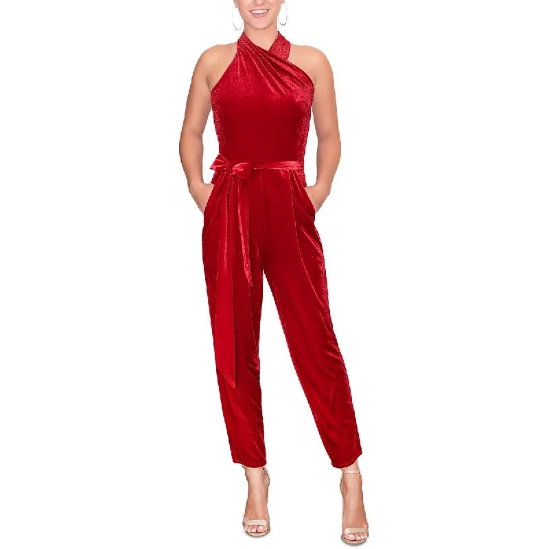 Fashion Forward Rachel Rachel Roy Womens Harland Velvet Halter Jumpsuit