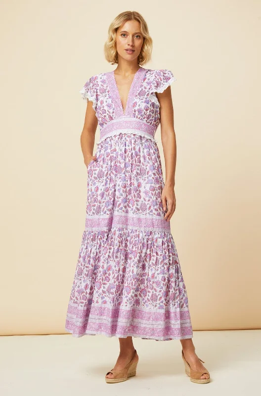 Huge Discounts This Week Pippa Block Print Dress | Pink/White