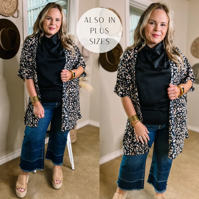 Unleash Your Fashion Chic State Leopard Print Kimono with Drop Sleeves in Black