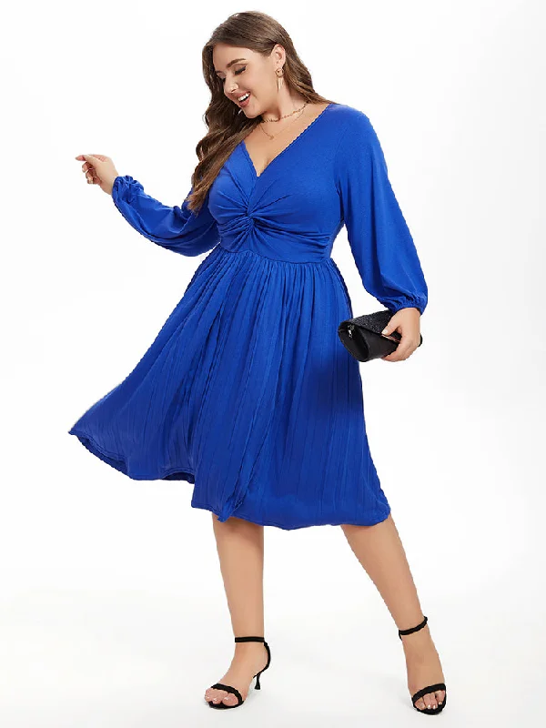 High-Quality Women's Fashion Dresses Solid Twist Front Midi Dress