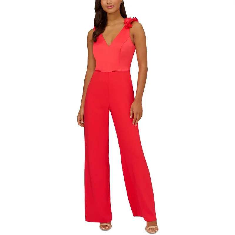 Attire Sale Adrianna Papell Womens Satin Sleeveless Jumpsuit