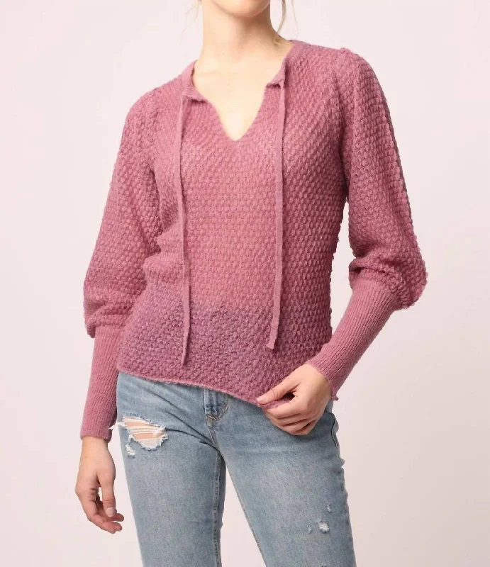 Trendy Women's Wear Mila V-Neck Sweater in Rosewood