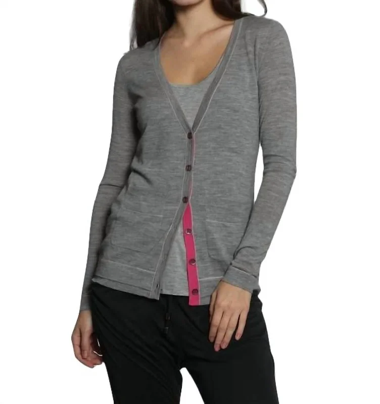 Wardrobe Refresh Double Rib Cardigan In Grey