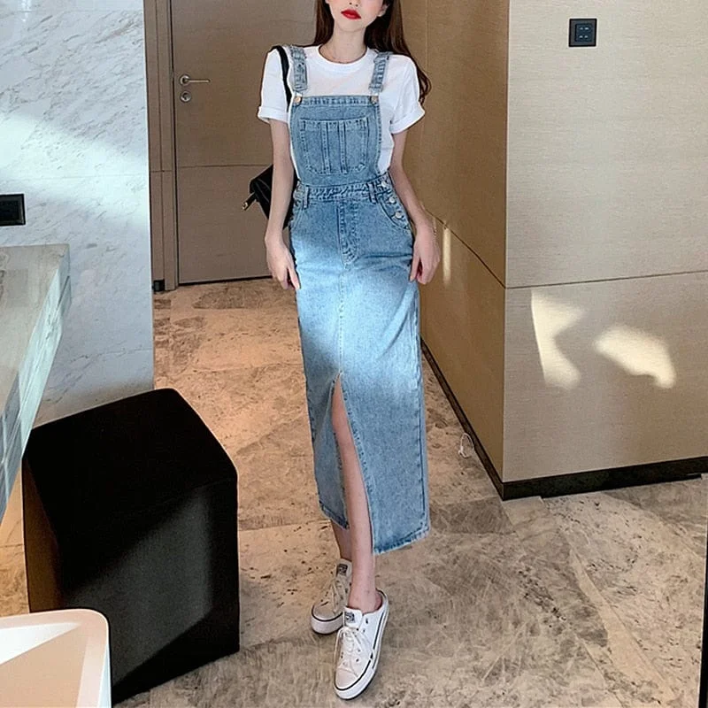 Day To Night Styles Dream Denim Dress Overall