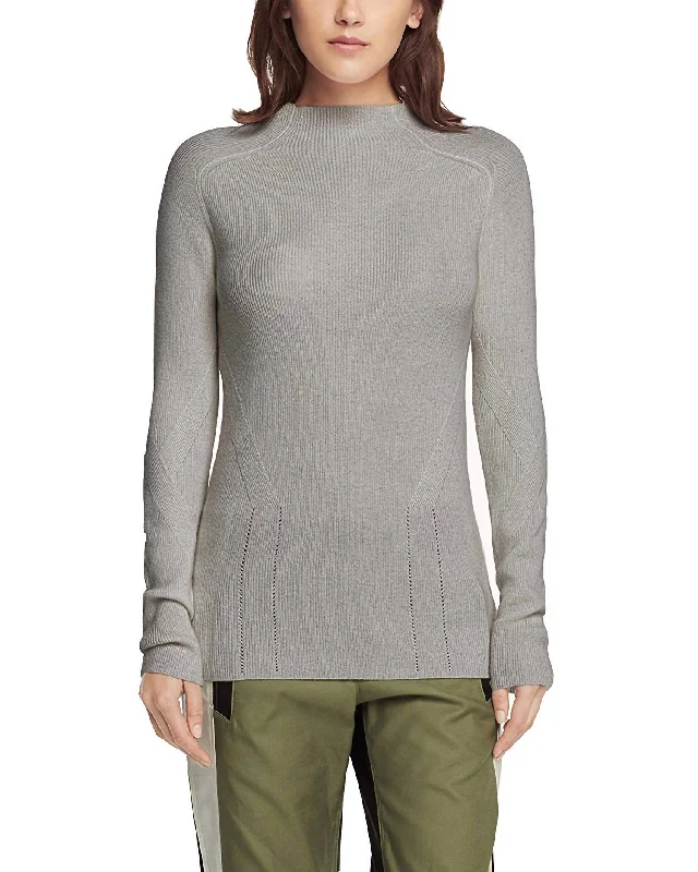 Fashion Forward Outfits Natasha Turtleneck Fine Knit Cashmere Sweater in Pale Heather