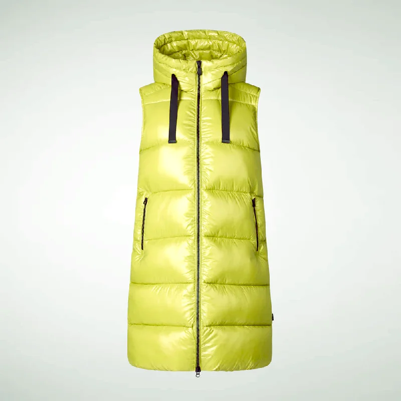 Stylish Basics Woman's Iria Hooded Puffer Vest in Lichen Green