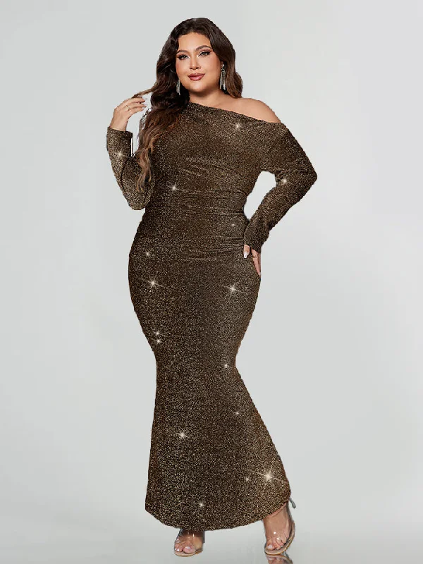 Special Offer One Shoulder Mermaid Hem Glitter Dress