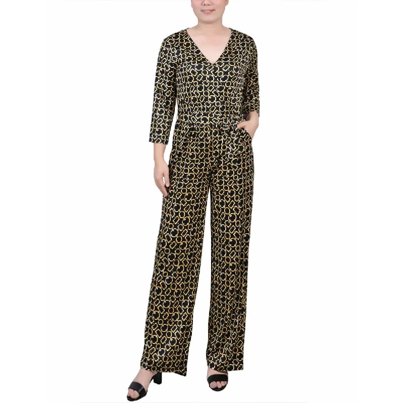 Huge Discounts This Week NY Collection Womens Petites Printed Jersey Jumpsuit