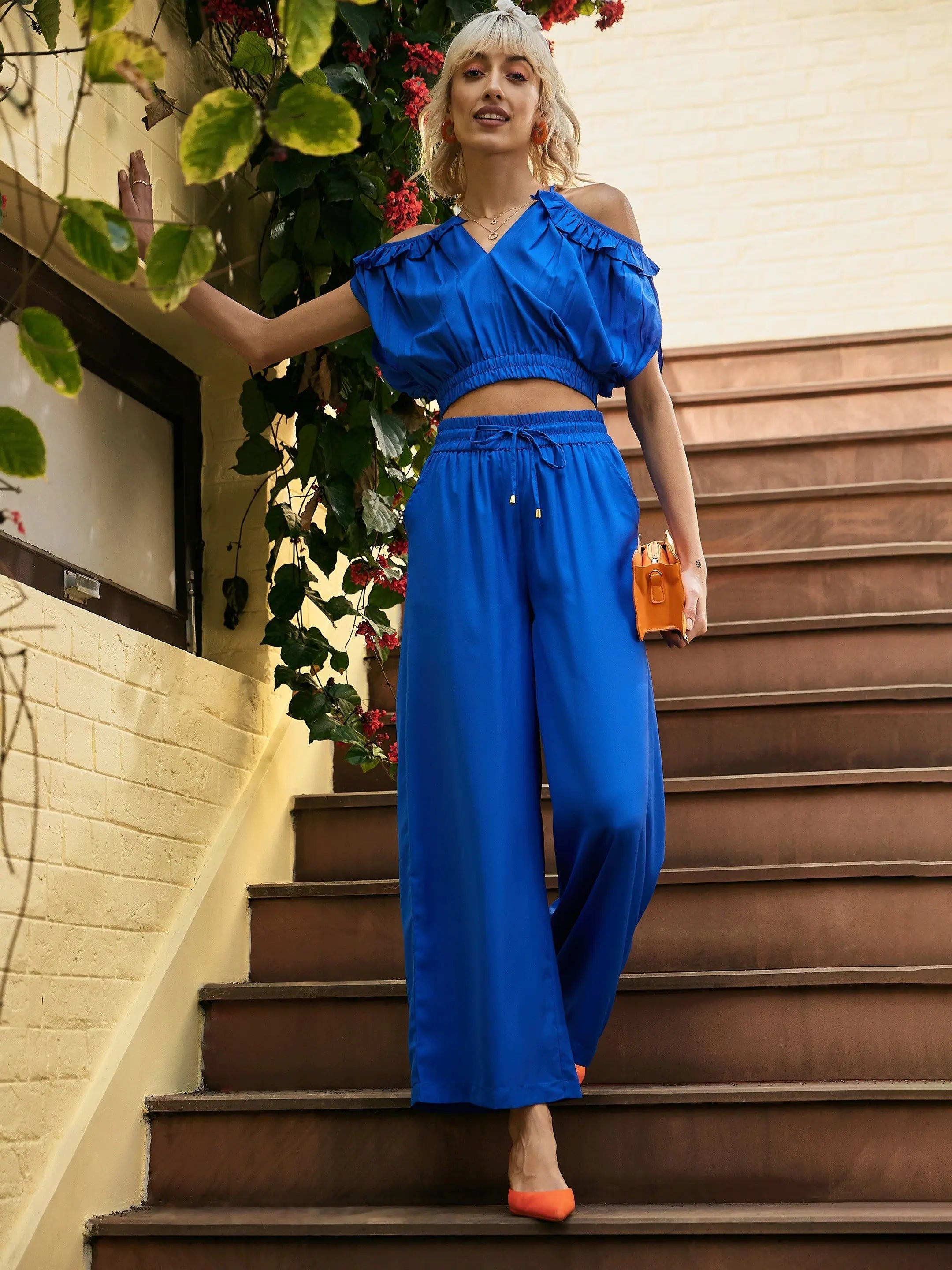 Chic & Cozy Collection Women Solid Standard Blue Jumpsuits & Sets