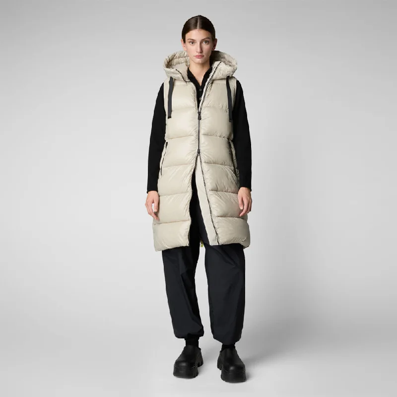 Exclusive Discount Woman's Iria Hooded Puffer Vest in Rainy Beige