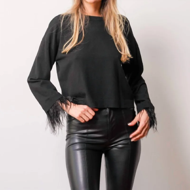 VIP Member Discount Sunny Marabou Pullover In Blush in Black