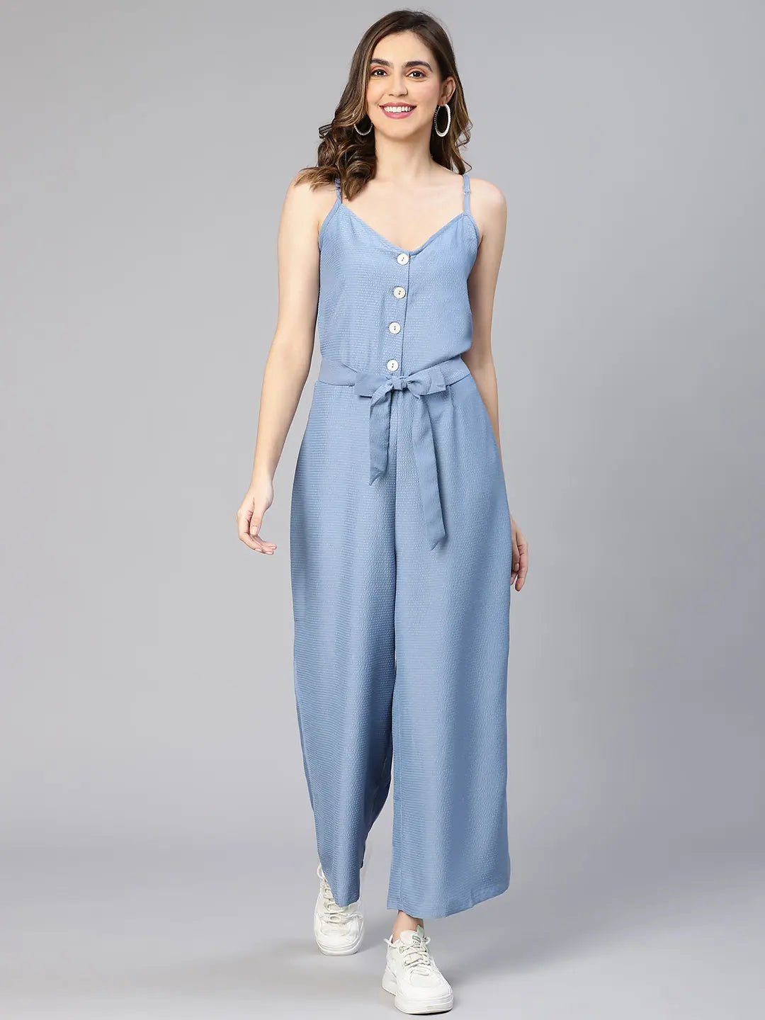 Sophisticated Fashion Women Solid Standard Blue Jumpsuits & Sets