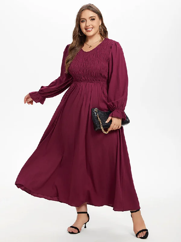 Unleash Your Style Flounce Sleeve Ruffled Shirred Maxi Dress