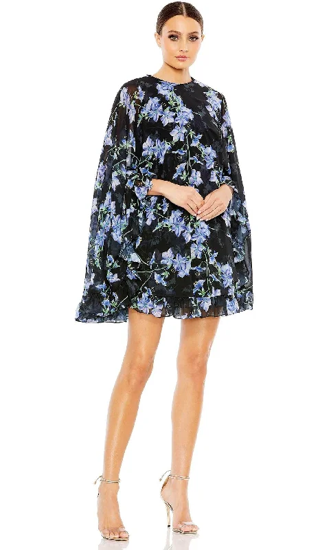 End Of Season Sale Clothing Ieena Duggal 56028 - Floral Cape Cocktail Dress