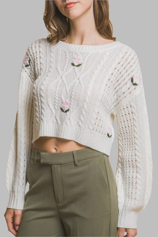 Clothes For Sale Floral Cropped Sweater