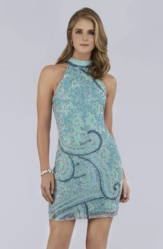 Season Appropriate Women's Collection Lara Dresses - 29719 Bead Embellished High Halter Cocktail Dress