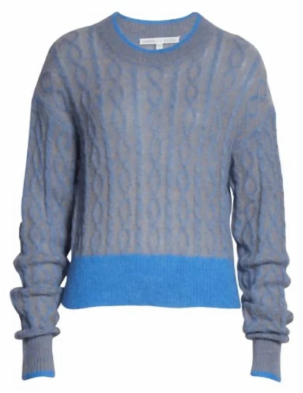 Exclusive Sale Riola Mohair & Alpaca Cable Crewneck Sweater in Blue