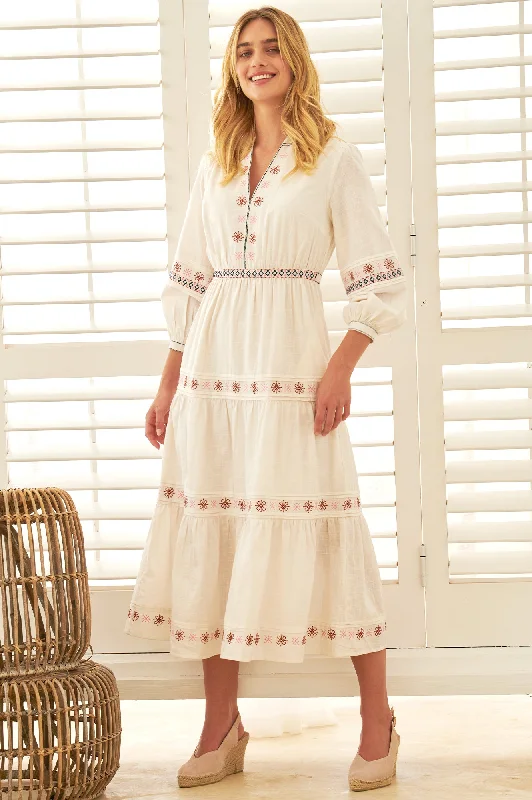 Seasonal Clearance Cindy Embroidered Dress | Natural