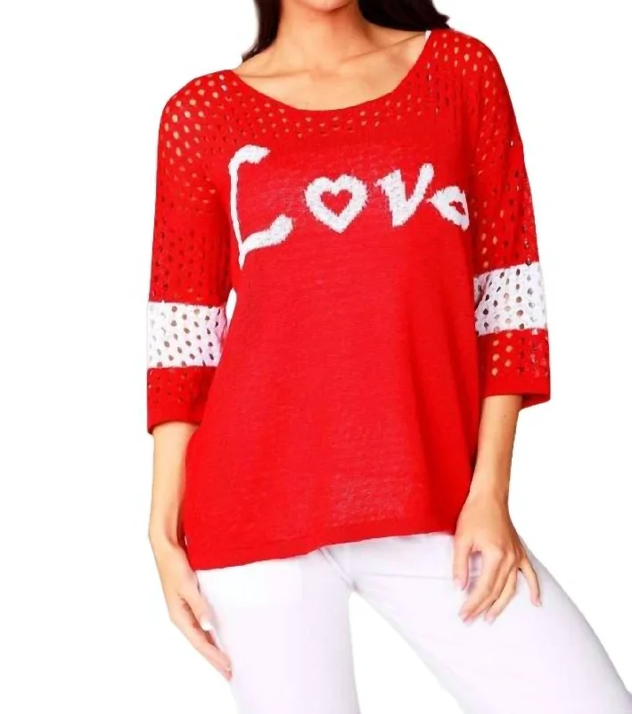 Clothes Sales Crochet Love Crew In Red