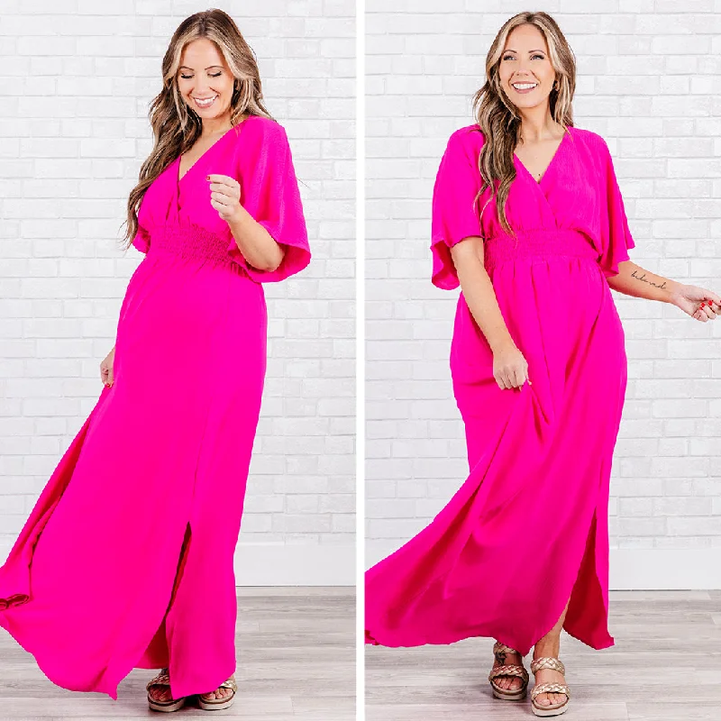 Trendy Women's Apparel for All Seasons Feeling Good Maxi Dress, Hot Pink