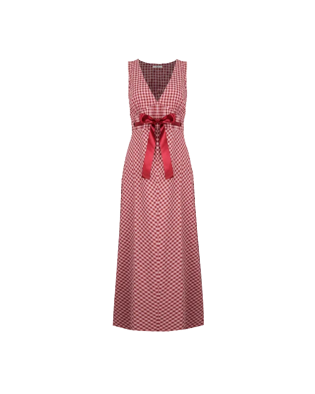 Fashion Sale FLORY DRESS PINK BURGUNDY GINGHAM