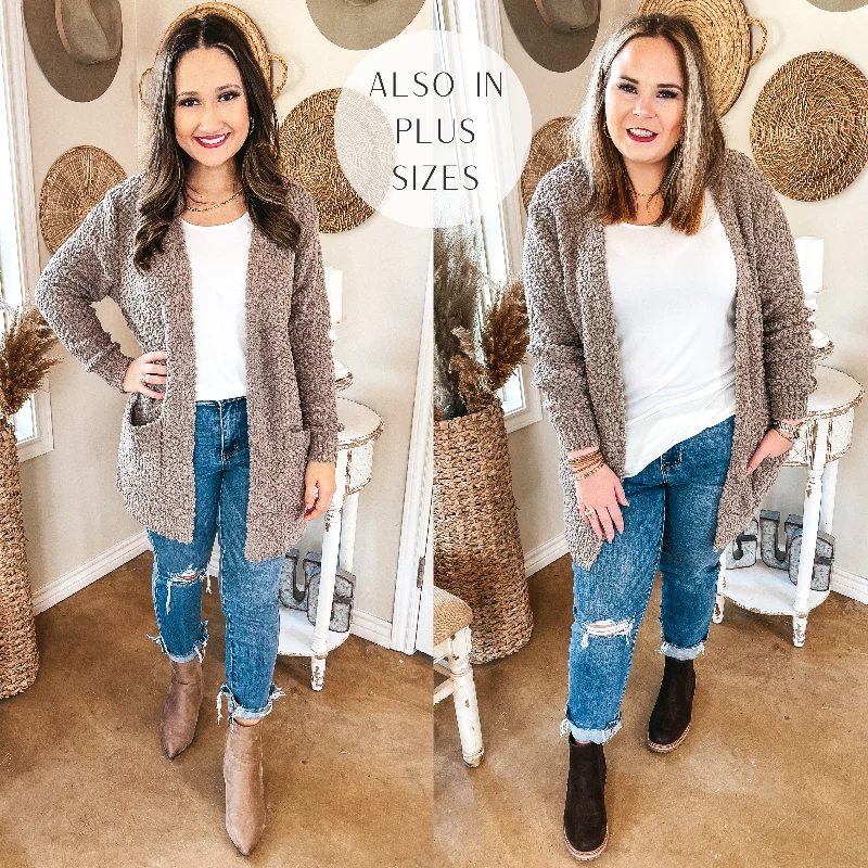 Fashion Forward, Function First Cozy and Confident Popcorn Knit Sweater in Taupe