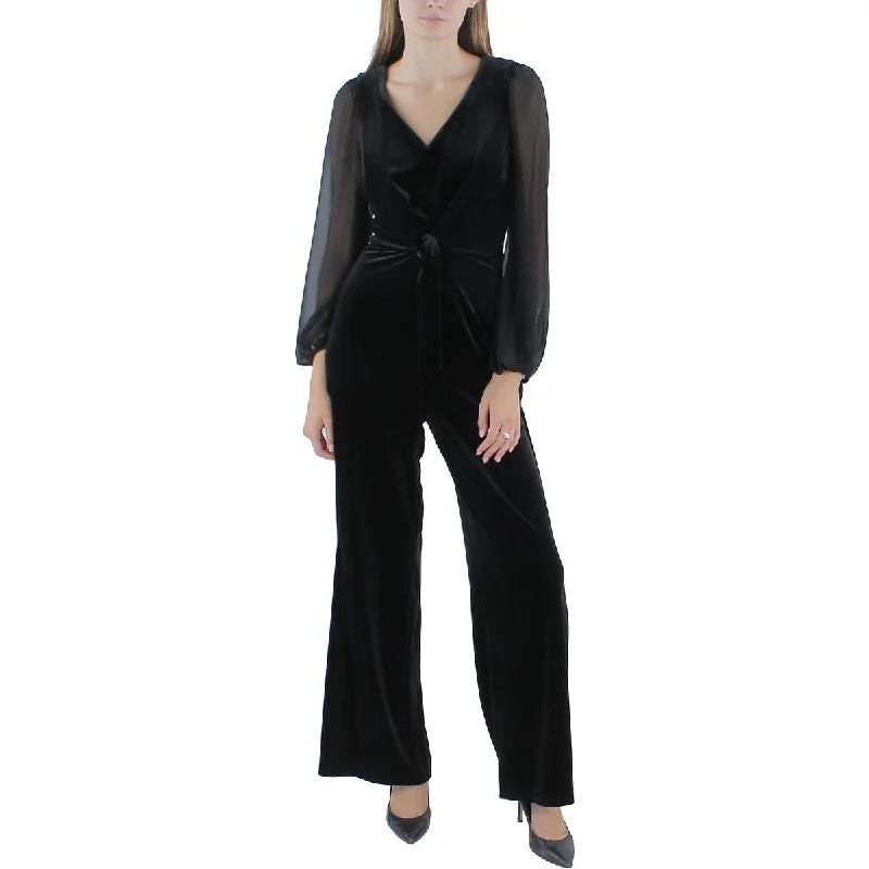 Premium Fabrics CeCe Womens Velvet Jumpsuit