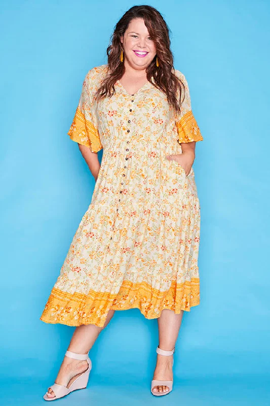 Casual Women's Clothing Jessica Yellow Floral Dress