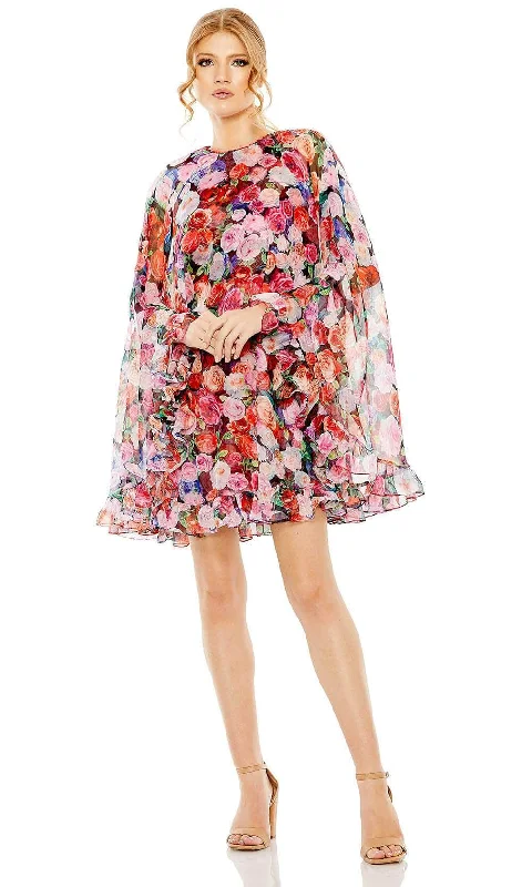 Sale Clearance Ieena Duggal 55931 - Floral Cape After Prom Dress