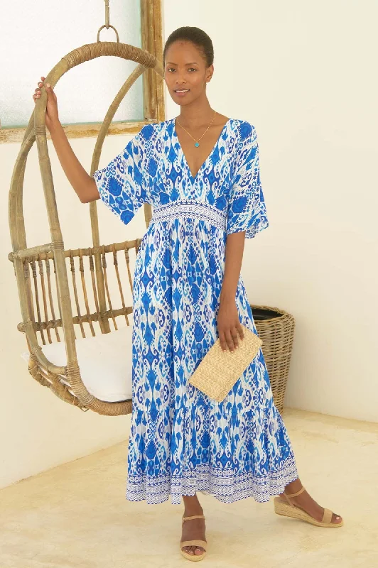 Limited Time Offers Lena EcoVero™ Dress | Ikat Blue/White