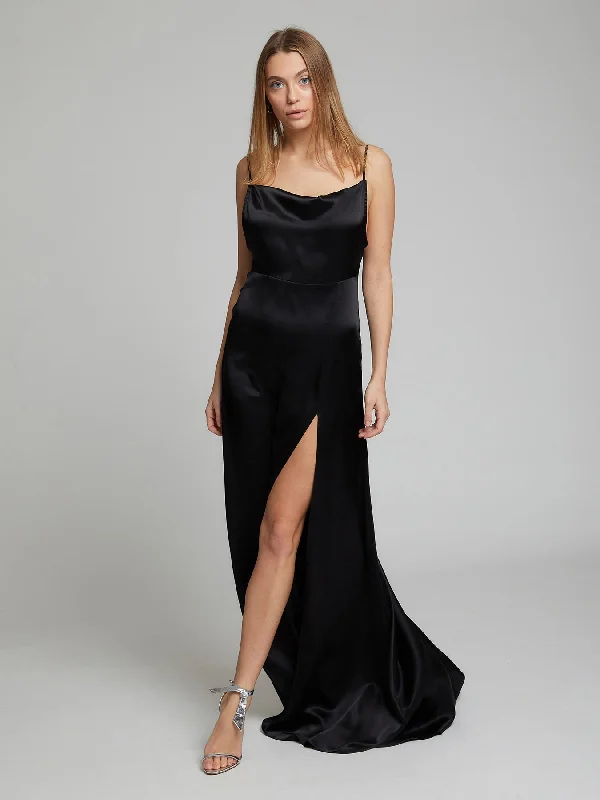 Vibrant Styles Salome silk dress in black