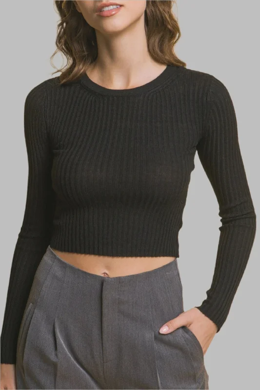 Holiday Discount Ribbed Cropped Sweater