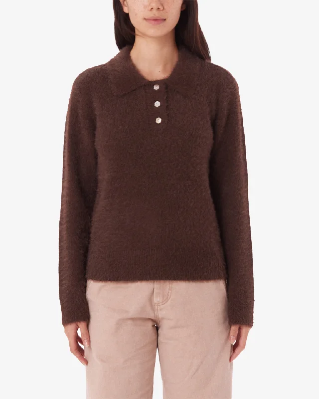 Flash Sales This Week Obey ESME POLO SWEATER - CHOCOLATE