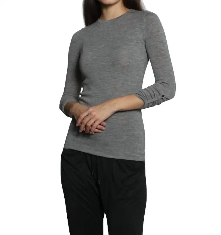 Fashion Forward Outfits Solid Merino Crew Sweater In Grey