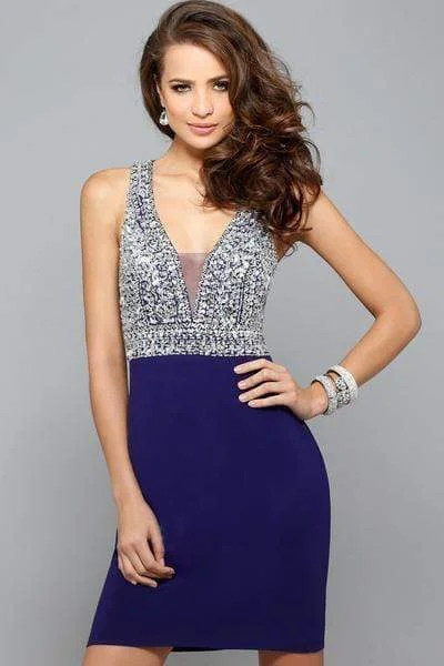 Crazy Discounts, Hurry Up Faviana - S7667 Crystal Embellished Plunging V-Neck Cocktail Dress