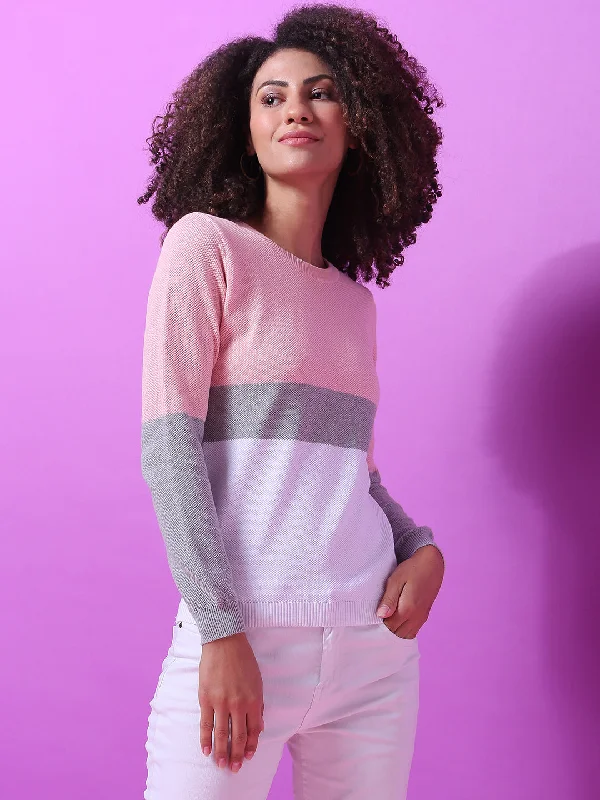 Weekend Sale Campus Sutra Women Colorblock Stylish Casual Sweaters