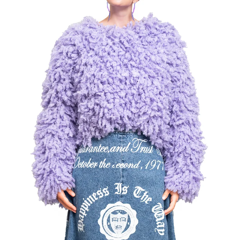 Explore What's New Sweater with "Boucle Meta fur" concept Lilac