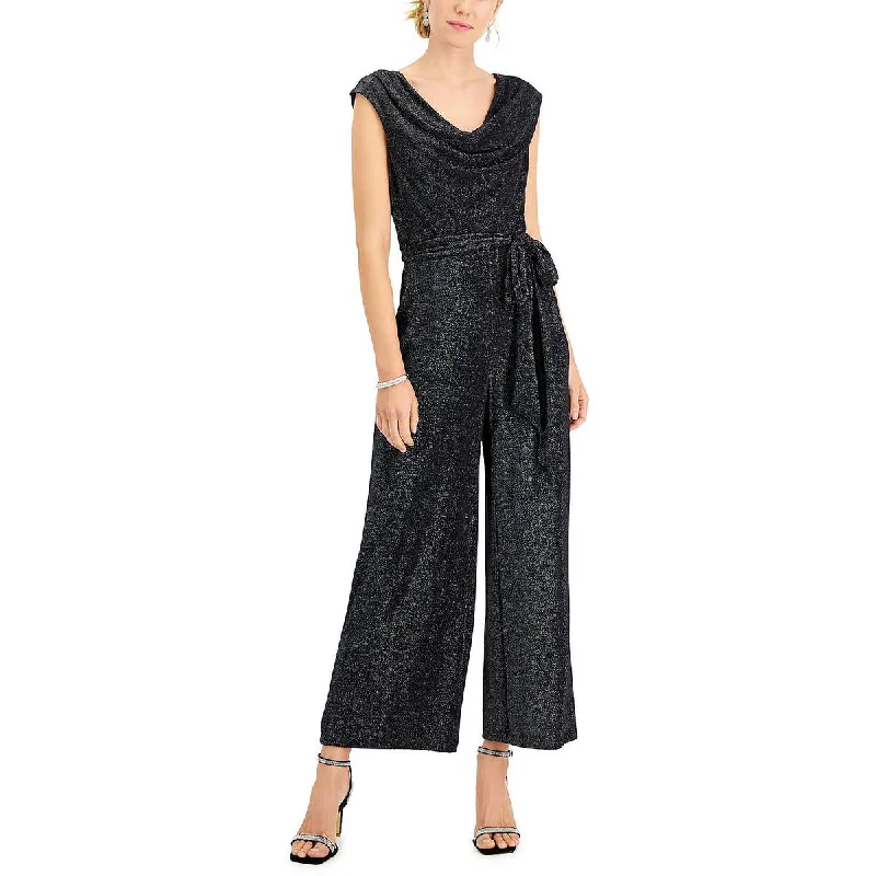 Get The Latest Trends Connected Apparel Womens Plus Metallic Cowl Neck Jumpsuit