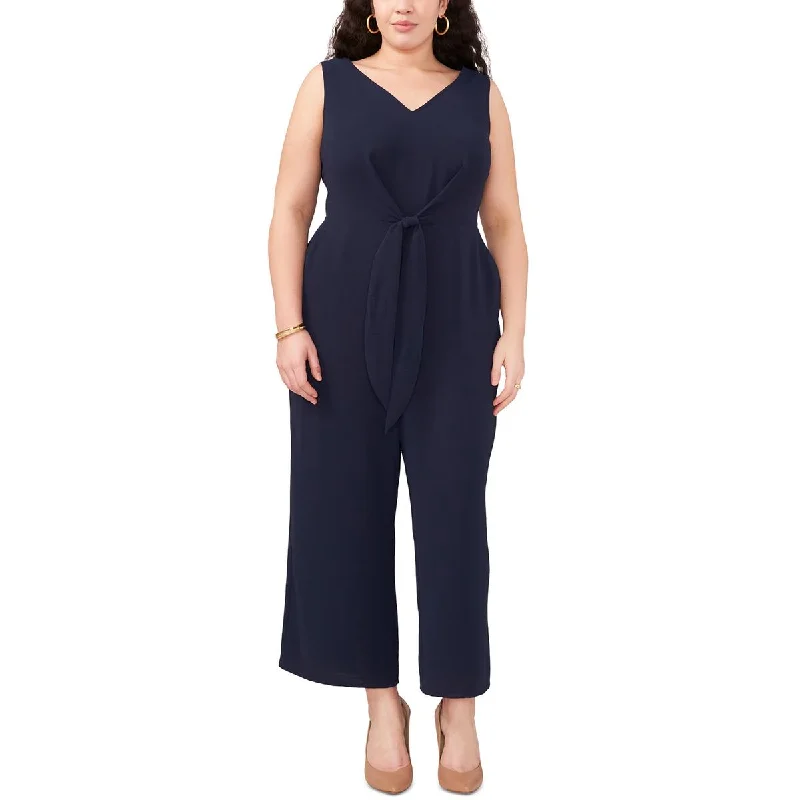 Comfortable Casual Women's Clothing Vince Camuto Womens Plus Island Oasis Tie Waist Wide Leg Jumpsuit