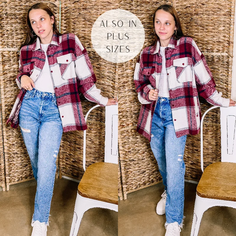 Style Beyond Borders Cozy Memories Plaid Jacket with Front Pockets in Maroon