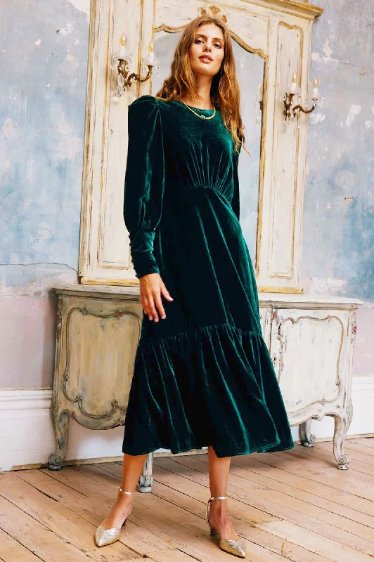 Signature Style Essentials Esmee Velvet Dress | Emerald Green