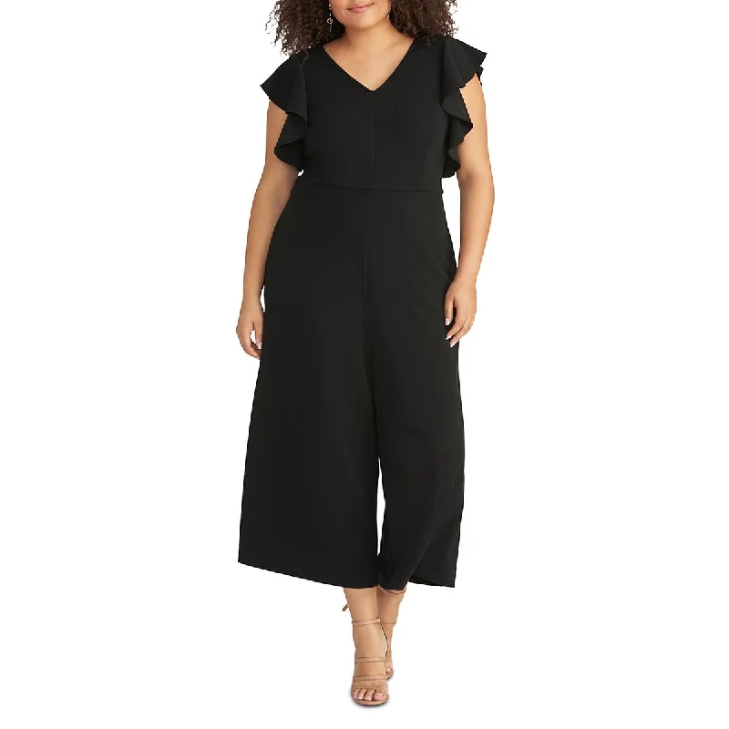 Online Boutiques Clothing Rachel Rachel Roy Womens Plus Kate Ruffled V-Neck Jumpsuit