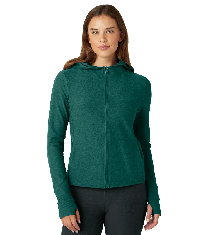 Women's Casual and Dressy Outfits Beyond Yoga Spacedye High Energy Hoodie Lunar Teal Heather