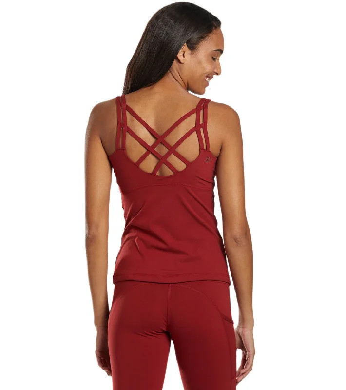 Elegant Women's Clothing Everyday Yoga Radiant Solid Strappy Back Support Tank Auburn Red