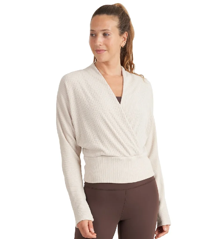 Unleash Your Style Thrive Societe Wrap Pullover Oatmeal